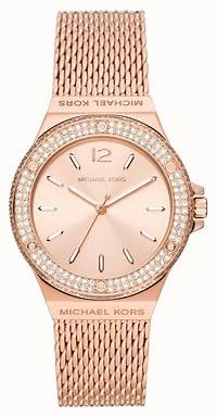 Michael Kors MK7336 Montre pour femmes Lennox en or rose avec lunette ornée de cristaux