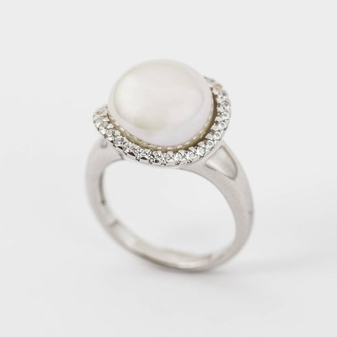 MAJORICAMajorica 15879 Women's Silver Ring with 8mm White Pearl & CZBIJOUXEcecile