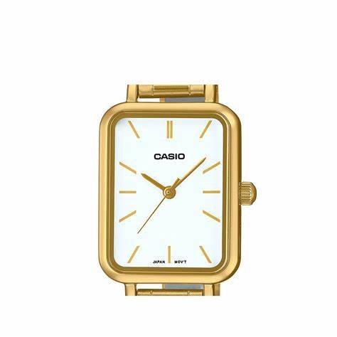 CASIO & VINTAGECasio LTP - V009G - 7EUDF Women's Watch – 38mm Gold - Tone Rectangular Case, White Dial, Stainless Steel Bracelet, Water ResistantWATCHESEcecile