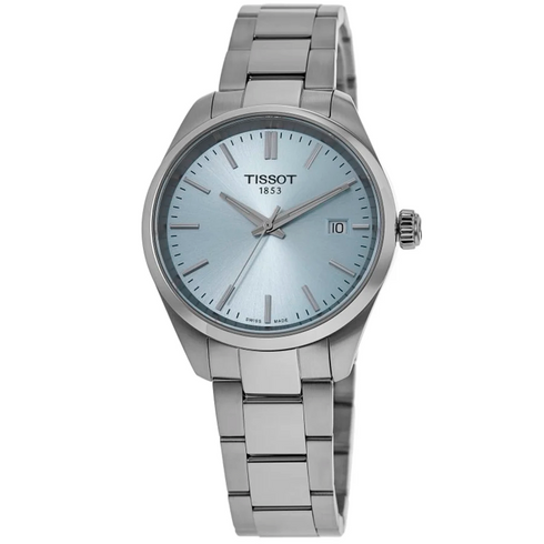 Tissot PR 100 T150.210.11.351.00 Reloj de cuarzo para mujer - 34mm Acero inoxidable, esfera azul hielo