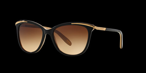 Ralph by Ralph Lauren RA5203 1090/13 Women's Cat-Eye Sunglasses – Shiny Black and Nude Frame, Brown Gradient Lenses