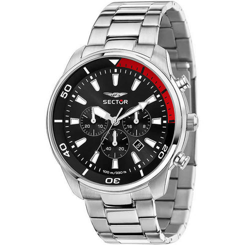 Sector Oversize R3273602018 Men's Chronograph Watch - Silver Steel, 48mm