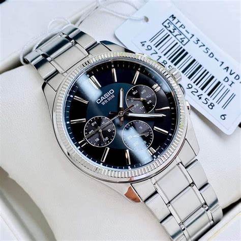 CASIO & VINTAGECasio MTP - 1375D - 1AVDF Men's Quartz Watch - Black Dial, Stainless Steel BraceletWATCHESEcecile