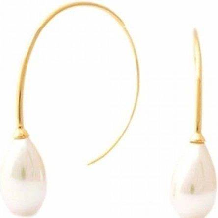 Majorica Elixa Earrings 16578.01.1.000.010.1 – 925 Silver, 12mm White Pearl, Gold-Tone Finish