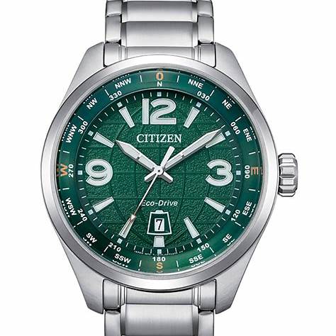 CITIZENCitizen AW1830 - 88X Eco - Drive Pilot Watch – Green Dial, Stainless Steel, 42.6mmWATCHESEcecile