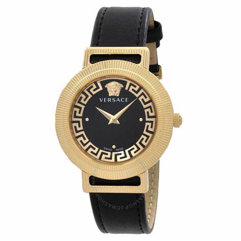 Versace Greca Chic VE3D00322 Women's Watch - Gold-Tone Stainless Steel, Black Dial, 36mm