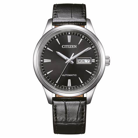 CITIZENCitizen NY4058 - 01E Automatic Men's Watch - Black Dial, Leather StrapWATCHESEcecile