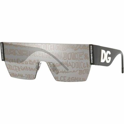 Dolce & Gabbana DG2233 3277K1 43 Unisex Shield Sunglasses - Black Frame, Silver Mirror Lenses