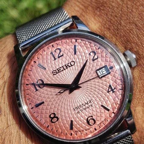 Seiko Presage SRPE47J1 Herren-Automatikuhr - rosa Zifferblatt, limitierte Auflage