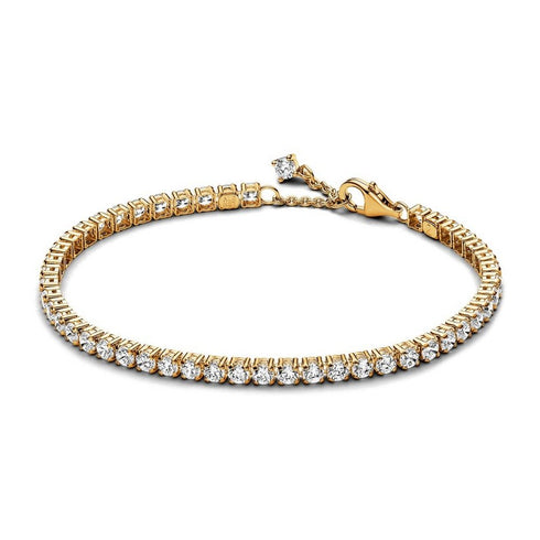 Pandora 561469C01-18 Pulsera de tenis brillante - chapada en oro de 14k con circonita cúbica, 18 cm