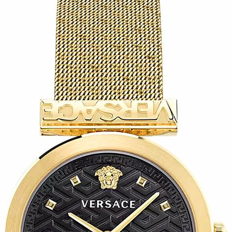Versace Regalia VE6J00723 Women's Watch - Gold-Tone Stainless Steel Case, Black Dial, 34mm