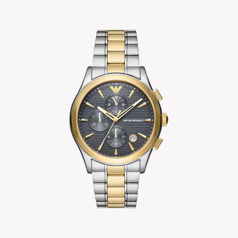 Emporio Armani AR11527 Paolo Men’s Chronograph – Grey Dial, Silver‑Gold, 42 mm