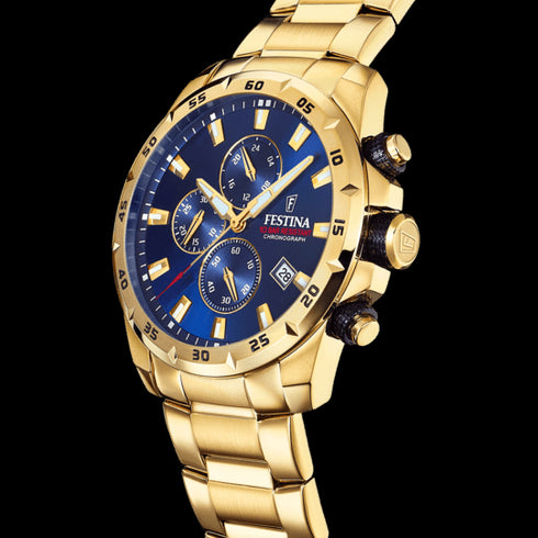 FESTINAFestina F20541/2 Chrono Sport Men's Watch – Gold Stainless Steel, Blue Dial, 45mmWATCHESEcecile