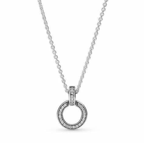 PANDORAPandora Double Circle Pendant Necklace 399487C01 - 45 – Sterling Silver with Cubic ZirconiaBIJOUXEcecile