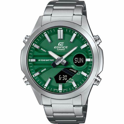 CASIO EDIFICECasio Edifice EFV - C120D - 3AEF Men's Analog - Digital Watch - Green Dial, Stainless Steel BraceletWATCHESEcecile
