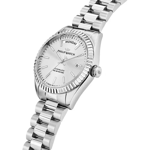 Philip Watch Caribe R8223597110 Orologio automatico da uomo - Acciaio inossidabile, quadrante argento