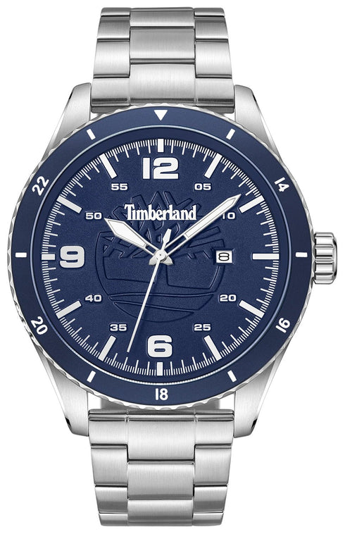 TIMBERLANDTimberland Ashmont TDWGH0010504 Men's 46mm Blue Dial Quartz Watch – Silver Stainless Steel BraceletWATCHESEcecile