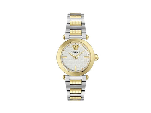 Versace Greek VE5B00325 Women’s Two-Tone Watch – Silver Dial, 35 mm