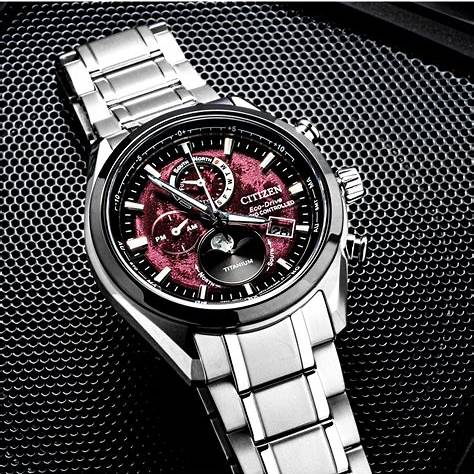 Reloj Citizen BY1018-80X Super Titanium Moonphase - Esfera roja