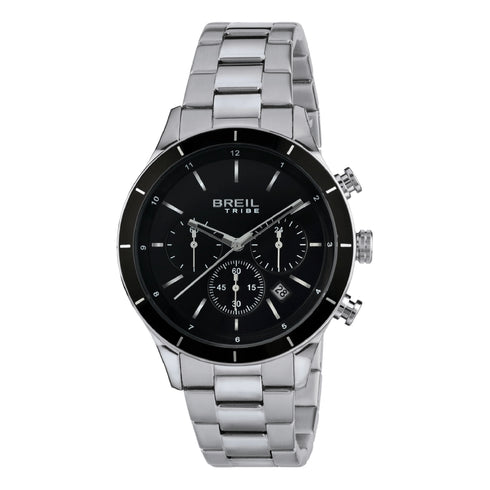 BREILBreil Tribe EW0447 Dude Chronograph Watch – Black Dial, Silver Steel BraceletWATCHESEcecile