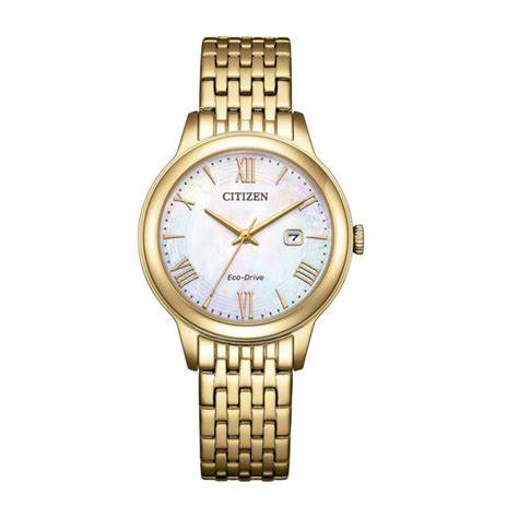 CITIZENCitizen EW2623 - 53D Eco - Drive Women's Watch - Gold - Tone, Mother - of - Pearl DialWATCHESEcecile