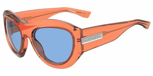 Dsquared2 D2 0072/S Sunglasses – Transparent Orange Frame, Blue Lenses, 59mm