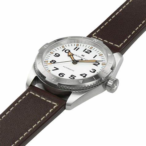 Hamilton Khaki Field Expedition Auto H70225510 - 37mm Edelstahl, weißes Zifferblatt, braunes Lederarmband