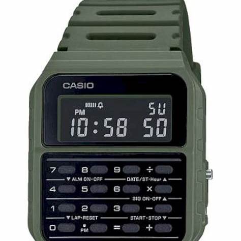 CASIO & VINTAGECasio CA - 53WB - 3BEF Unisex Digital Calculator Watch - Green Resin StrapWATCHESEcecile