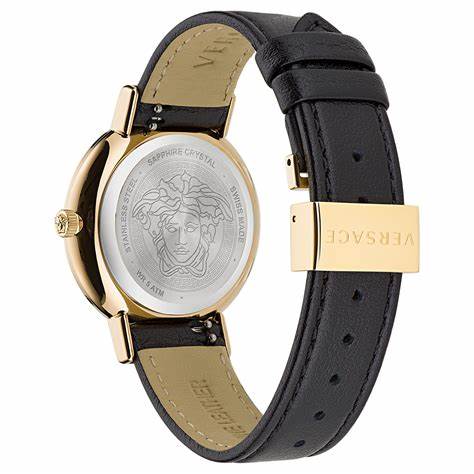 Versace Greca Chic VE3D00322 Women's Watch - Gold-Tone Stainless Steel, Black Dial, 36mm