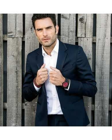 FRANK 1967Frank 1967 7FW - 0010 Men's Watch - Dark Brown Leather Strap, Red Dial, 42mmWATCHESEcecile