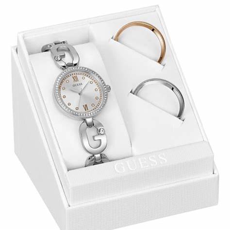 Guess Empower GW0693L1 Women’s 30 mm Quartz Watch – Silver Stainless Steel, Crystal Bezel, G‑Link Bracelet, 30 m WR