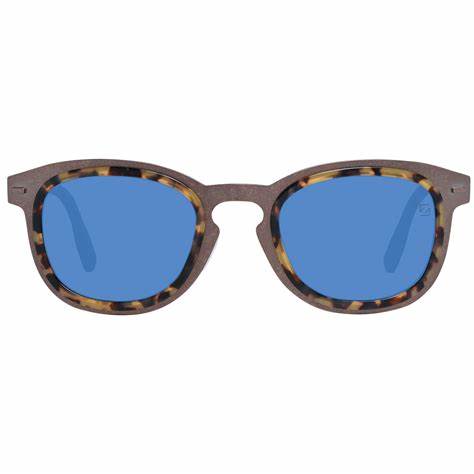 Ermenegildo Zegna Couture ZC0007 38V50 Herren-Sonnenbrille - Rahmen aus schildpattfarbenem Titan, blaue Zeiss-Gläser, 50 mm
