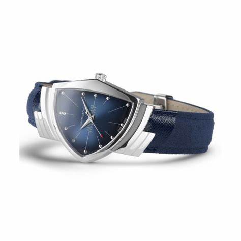 Hamilton Ventura Quartz H24411942 - 32.3mm x 50.3mm Edelstahlgehäuse, blaues Zifferblatt, blaues Alcantara-Armband
