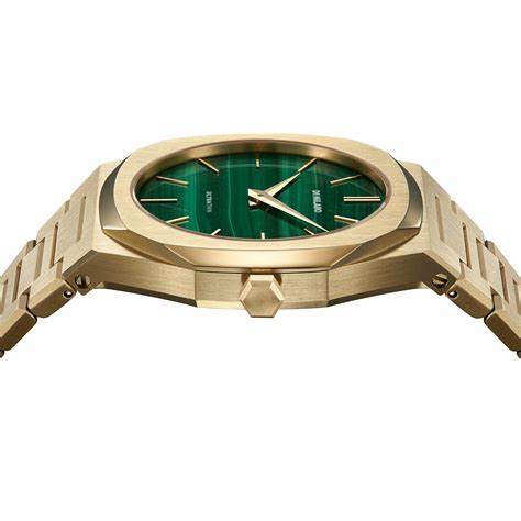 D1 Milano Ultra Thin D1-UTBJ30 Herrenuhr - Gold, Edelstahl, Malachitgrünes Zifferblatt