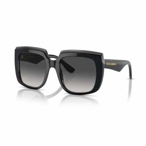 Lunettes de soleil Dolce & Gabbana DG4414 501/8G pour femme - Noir sur monture transparente, verres gris dégradés
