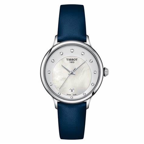 TISSOTTissot Odaci - T T1332101611600 Women's Watch – Mother of Pearl Dial, Diamond Indices, Blue Leather StrapWATCHESEcecile