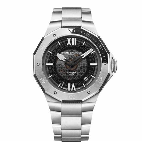 BAUME&MERCIERBaume & Mercier Riviera MOA10717 Men's Automatic Watch - 42mm Stainless Steel Case, Transparent Smokey Grey Dial, Stainless Steel BraceletWATCHESEcecile