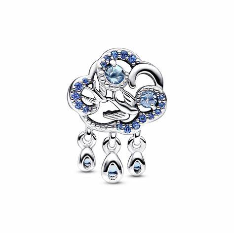 Pandora Encanto Nube y Golondrina 792569C01 - Plata de ley, Cristales artificiales azules