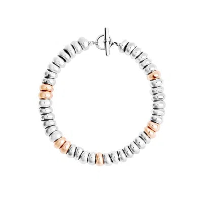 DoDo Rondelle Bracelet DBC4002RONDE00RAGM – 925 Sterling Silver & 18K Rose Gold-Plated Accents, Unisex