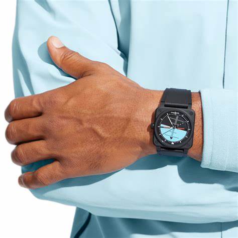 BELL & ROSSBell & Ross BR 03 Horizon Limited Edition Men's Automatic Watch BR03A - HRZ - CE/SRB - Black and Blue Dial, Black Ceramic Case, Black Rubber StrapWATCHESEcecile