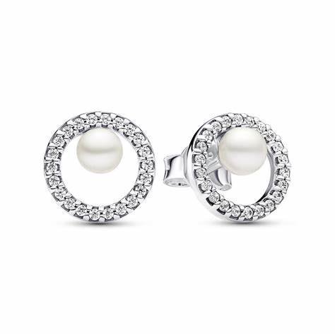 PANDORAPandora Treated Freshwater Cultured Pearl & Pavé Halo Stud Earrings 293154C01 - Sterling Silver, Cubic ZirconiaBIJOUXEcecile