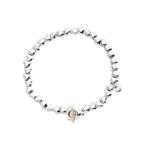 DODODoDo DBC5000HEART0009AXL Silver Heart Bracelet – Sterling Silver & 9K Rose Gold, Size XLJEWELRYEcecile
