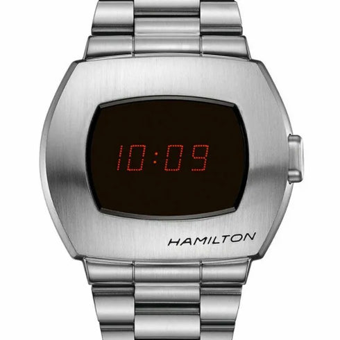 Hamilton PSR Digital Quartz Men's Watch – Stainless Steel Case, Hybrid Display