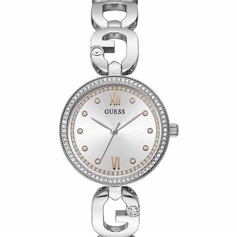 Guess Empower GW0693L1 Women’s 30 mm Quartz Watch – Silver Stainless Steel, Crystal Bezel, G‑Link Bracelet, 30 m WR