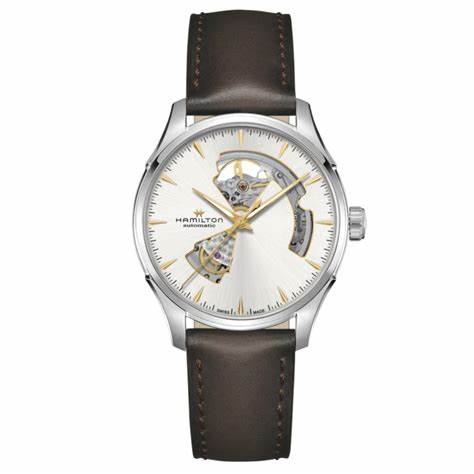 HAMILTONHamilton Jazzmaster Open Heart Auto H32675551 - 40mm Silver Dial, Brown Leather StrapWATCHESEcecile