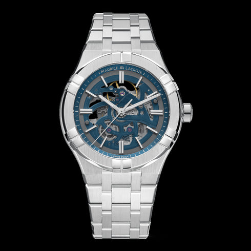 MAURICE LACROIXMaurice Lacroix Aikon Automatic Skeleton AI6008 - SS002 - 031 - 1 Men's Watch - Blue Skeleton Dial, Stainless Steel Case and BraceletWATCHESEcecile