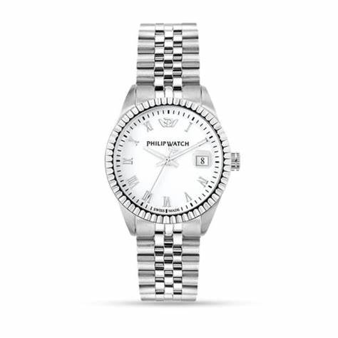 Philip Watch Caribe R8253597600 Damen Quarzuhr - Edelstahl, weißes Zifferblatt