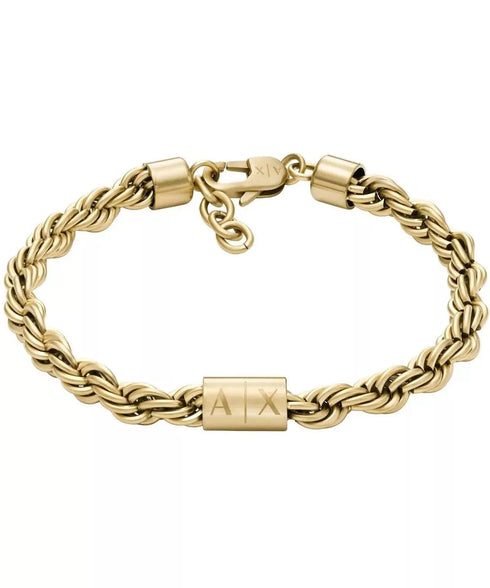 Armani Exchange AXG0124710 - Bracelet homme en chaîne torsadée de couleur or avec logo A|X