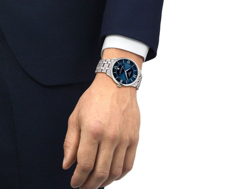 TISSOTTissot Chemin des Tourelles Powermatic 80 42mm Men's Watch – Blue Dial, Stainless Steel Bracelet, Swiss AutomaticWATCHESEcecile