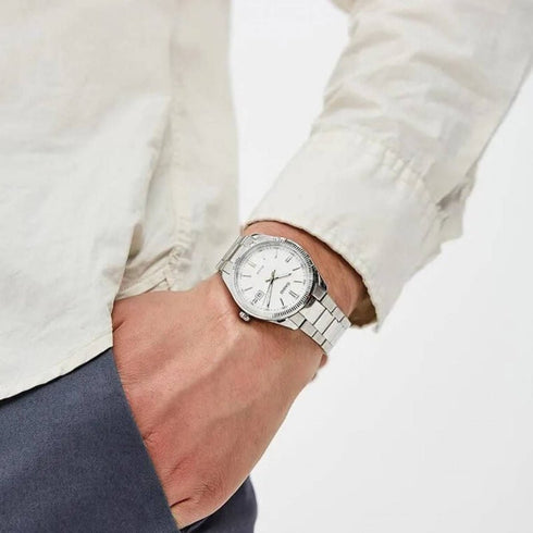 CASIO & VINTAGECasio MTP - 1302PD - 7A1VEF Men's Watch - White Dial, Stainless Steel BandWATCHESEcecile